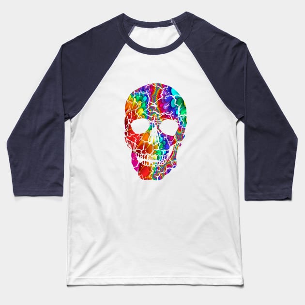 Colorful Skull Baseball T-Shirt by PicksStore